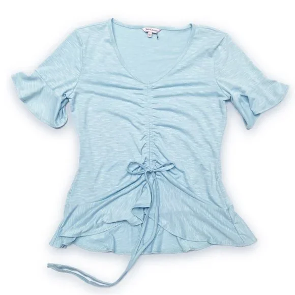 Juicy Couture - Light Blue, Y2K, Flowy Top, with Adjustable Front Tie, Size L - Picture 5 of 10